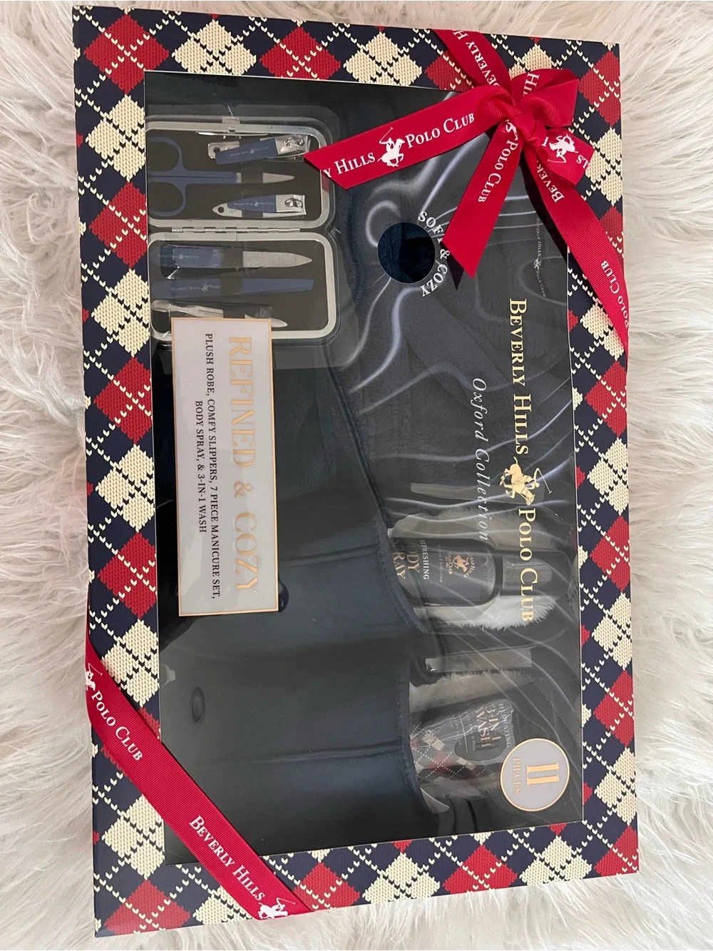 NEW- Beverly Hills Polo Club Navy Gift Set with Red Ribbon